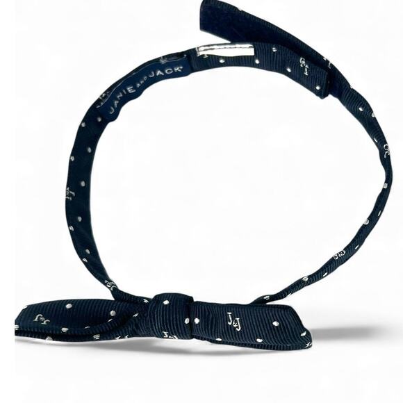 Janie and Jack Boys Bow Tie Adjustable 5-11 year Olds Navy Blue Logo Polkadots - Picture 2 of 4